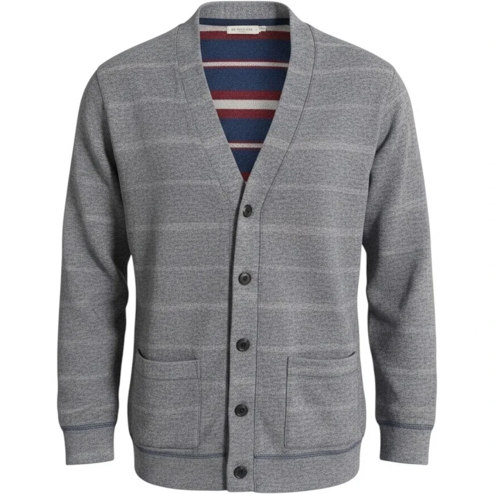 On The Byas button-front cardigan contrasting striped interior lining L grandpa